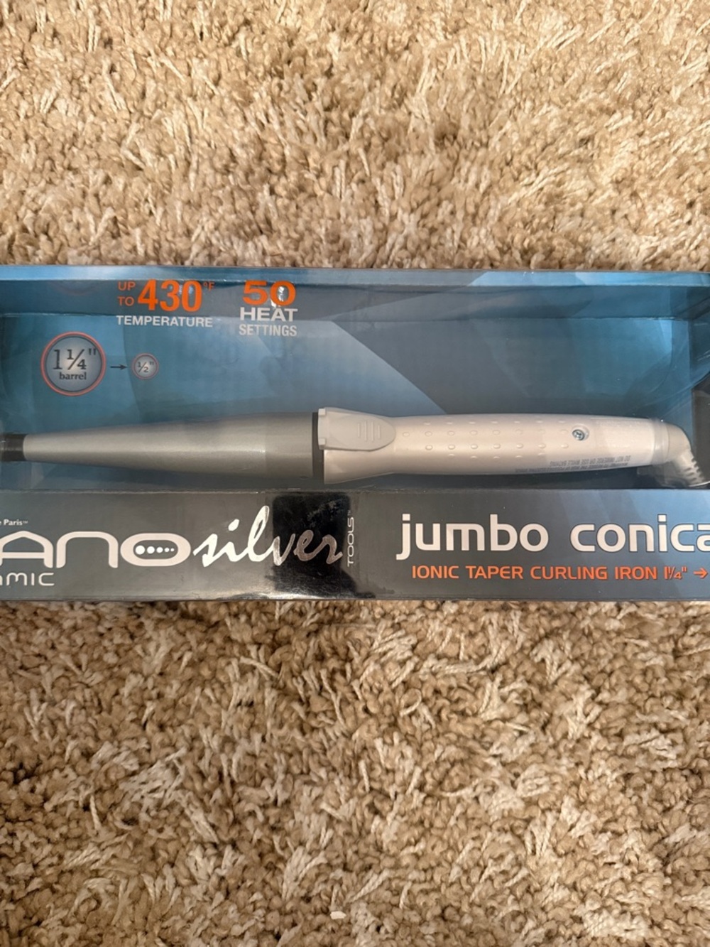 Jilbere nano ceramic silver curling iron New in Box Hair Styling Tool jumbo